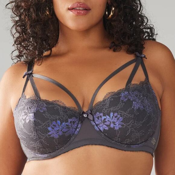 Savage x Fenty Living in the Clouds Demi Bra 40XC Iridescent Caged Lace Sexy Bow - Picture 1 of 13